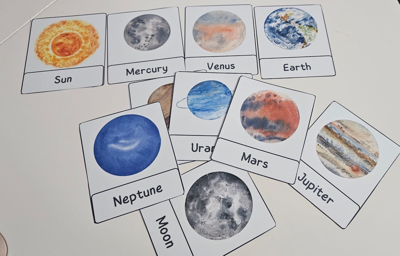 Solar System Flashcards Montessori Cards Printable Solar System Cards ...