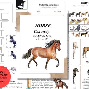 Horse Unit Study, Anatomy, Puzzles, Coloring Pages (Instant Download)