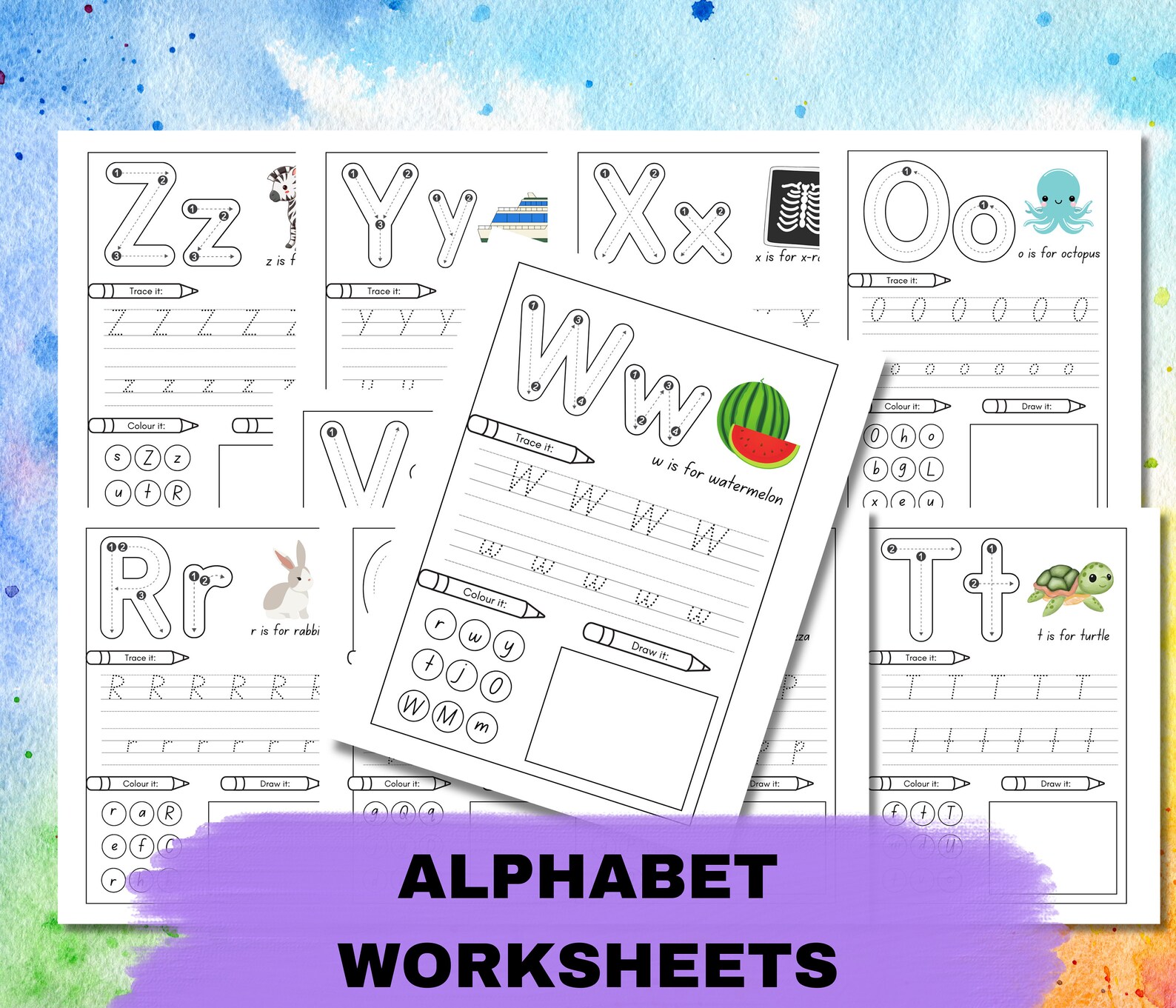 PRINTABLE Alphabet Letters Tracing Worksheets. Preschool-kindergarten ...