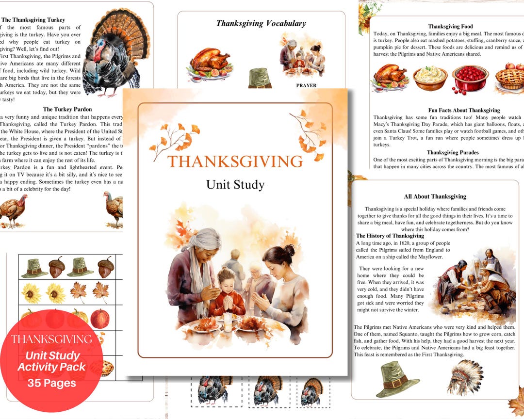 Thanksgiving Unit Study and Activity Pack 3-6 Years Old, Autumn ...