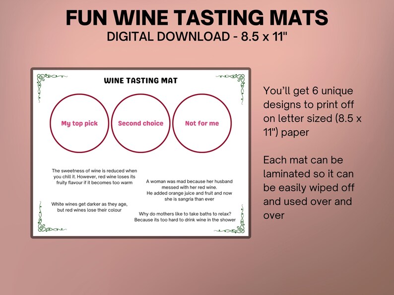 Printable Wine Tasting Mats for Fun Wine Tasting at Home - Etsy