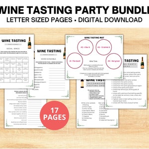 Printable Wine Tasting Party Bundle for Bachelorette Parties, Adult Birthdays, Family Reunions, Dinner Parties