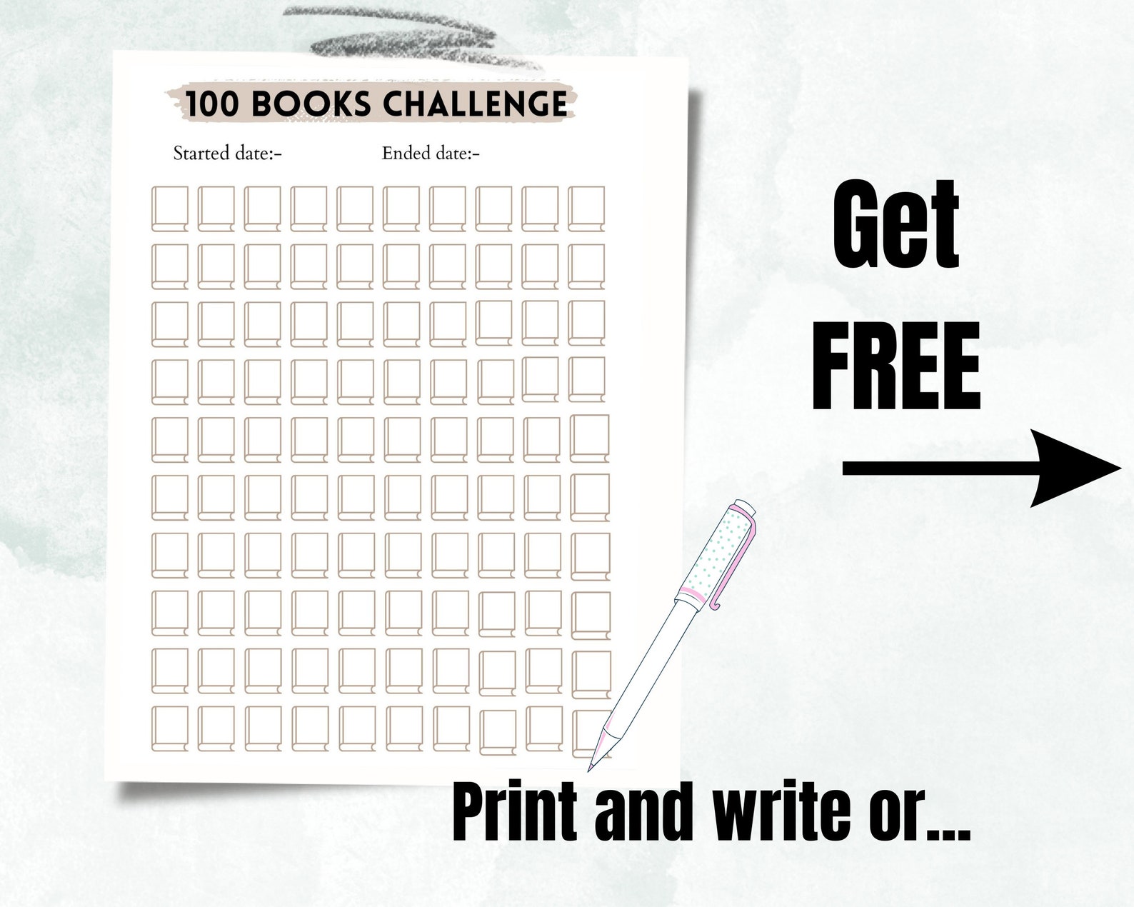 100 Books Reading Challenge, Digital 100 Books Challenge Tracker