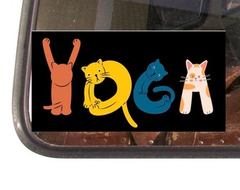 Cat Yoga Bumper Sticker - Black - Premium Vinyl - Waterproof - Indoor/Outdoor Use