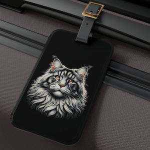 Maine Coon-kattenliefhebber - bagagelabel, kofferidentificatielabel, tavelcadeau, reisaccessoire, cadeau kattenliefhebber