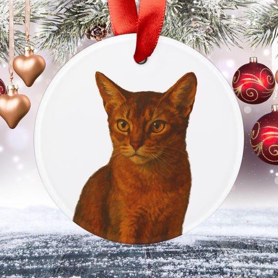 Adorno de gato abisinio, decoración navideña para amantes de las