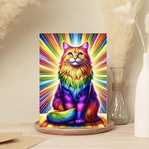 Lot de 10 - Cartes de voeux chat arc-en-ciel - Cartes de voeux Fierté, papeterie chat, cartes de voeux pour toutes les occasions, cartes d'anniversaire, cartes-cadeaux
