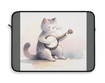 Joueur de banjo - Amoureux des chats - Housse pour ordinateur portable