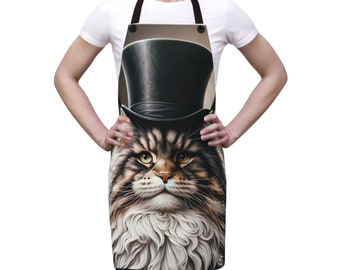 Maine Coon Cat in a Top Hat  - Apron