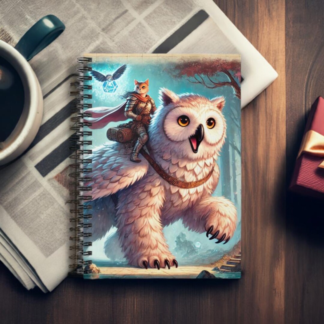Owl Bear - Cat Rider - Dungeons and Dragons - Spiral Notebook - Ruled ...