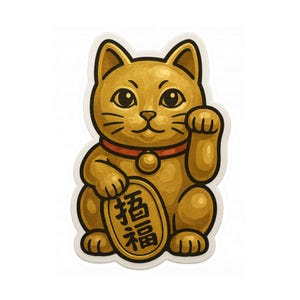 Lucky Cat Kiss-Cut Vinyl Decals | Japanese Charm, Home Decor, Gift Idea, Car Decor, Cute Stickers