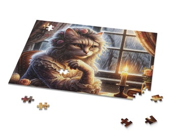 Hochwertiges Poet-Puzzle mit gequälter Katze – perfektes Geschenk für Puzzle-Liebhaber – 3 Größen