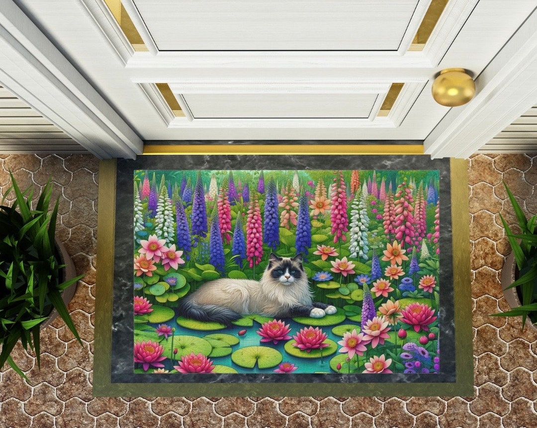 July Birth Flower Water Lily and Larkspur Indoor/outdoor Rug - Etsy