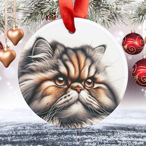 Persian Cat Ornament: Glossy Acrylic Holiday Decor