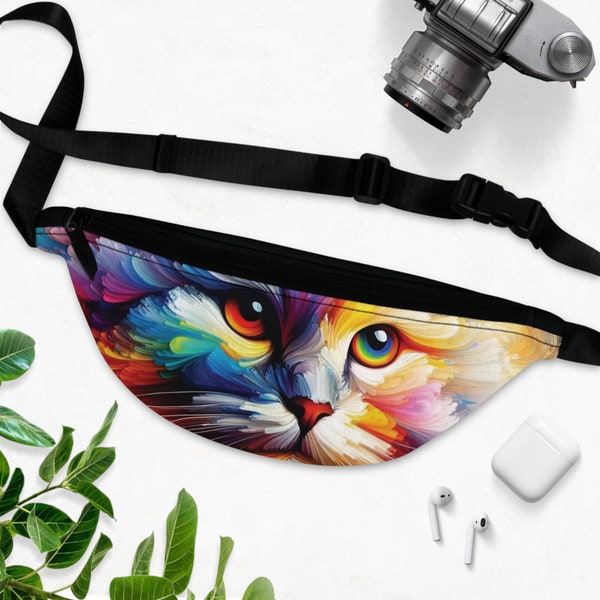 Watercolor Rainbow Cat Eyes - Fanny Pack - Travel Bag