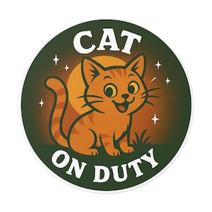 Playful Cat Duty Stickers, Cute Cat Stickers, Cat Lover Gifts, Pet Owner Gifts, Fun Decoration for Journals, Scrapbooking, Cat On Duty