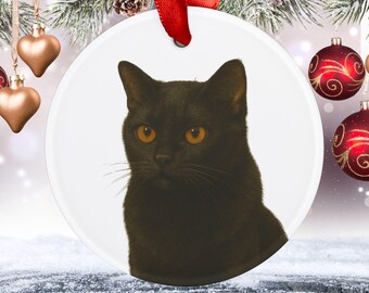 黒猫のクリスマスオーナメント：アクリル製ホリデーデコレーション