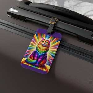 Rainbow Cat-bagagelabel - lichtgewicht label met inlegkaartje voor visitekaartje, koffer-identificatielabel, kattenliefhebbercadeau