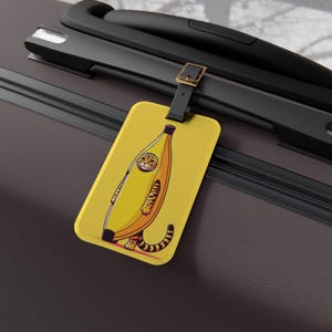 Chat banane - étiquette de bagage - cadeau de voyage, étiquette d'identification de valise, amateur de banane, amoureux des chats, étiquette de sac amusante, accessoire de voyage