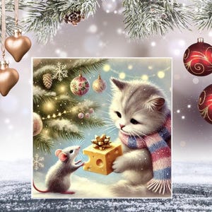 Holiday Peace - Amoureux des chats - Lot de 10 cartes de voeux vierges