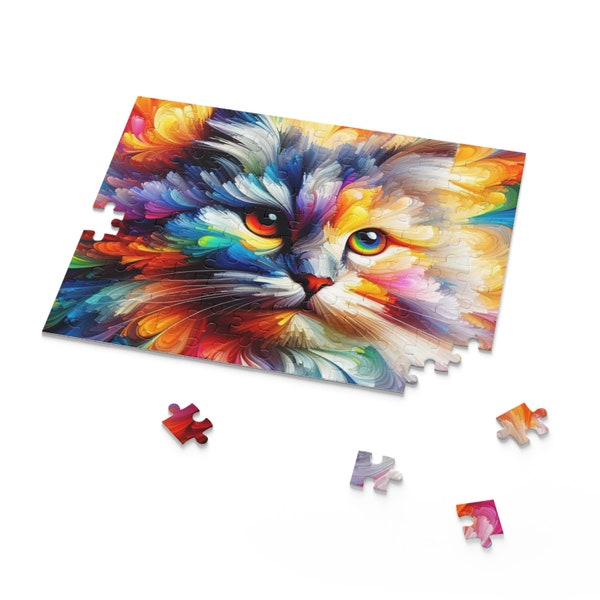 Abstract Watercolor Cat Puzzle (120, 252, 500-Piece)