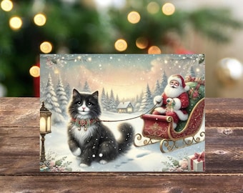 Tuxedo Cat Rudolph Holiday Greeting Cards - Pack of 10 Blank Cards with Envelopes - 5x7
