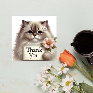Lot de 10 cartes de voeux de remerciement - cartes pour amoureux des chats - lot de 10 cartes de voeux vierges, jolies cartes de remerciement