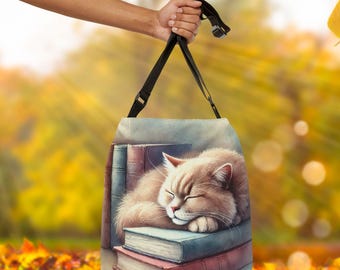 Cat Naps-draagtas: boekenliefhebber cadeau, verstelbare riem