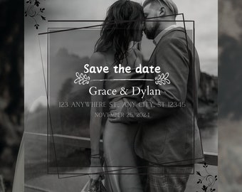 Digital black & white Wedding Invitation | Canva Template | Electronic Invite | Couple | Social Media | Text messages | Mobile Phone