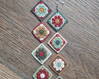 Custom Order of African Flower Square Earrings