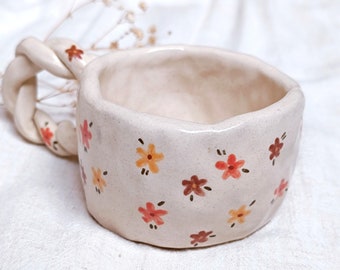 Handmade and hand painted ceramic mug