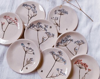 Personalized handmade ceramic plates. Wedding favors. Jewelry boxes