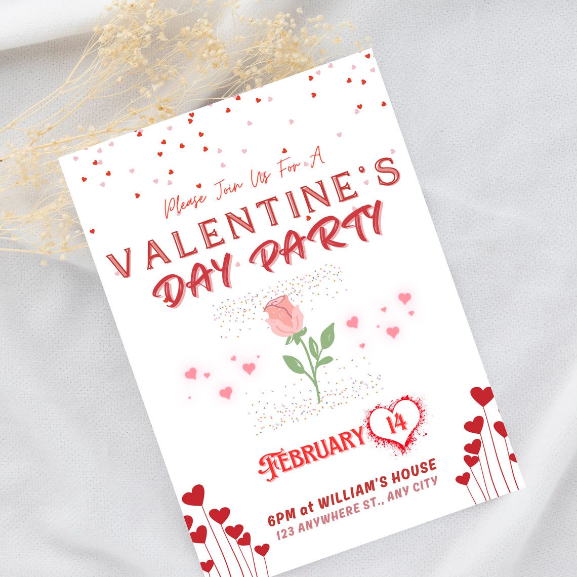 Valentines Day Invitation Template Valentine's Day Dinner Invite ...