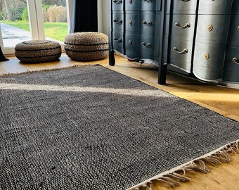 Tapis en jute style Bohème Noir