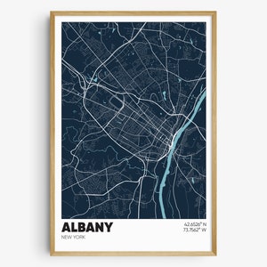 Albany Map Print, New York Wall Art, Albany NY Poster