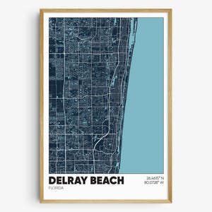 Delray Beach Map Print, Florida Wall Art, Delray Beach FL Poster