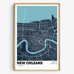 New Orleans Map Print, NOLA Wall Art, New Orleans Louisiana LA Poster