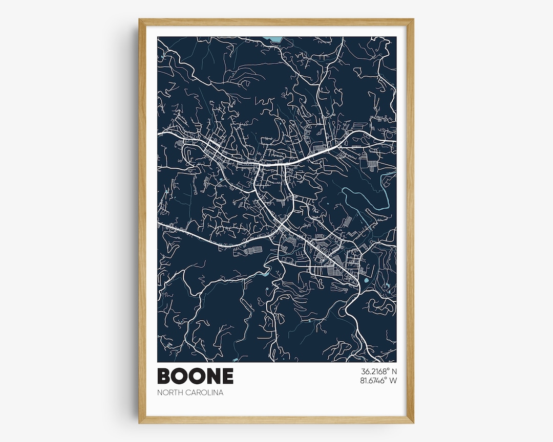 Boone Map Print, Boone NC Wall Art, Boone North Carolina Poster - Etsy