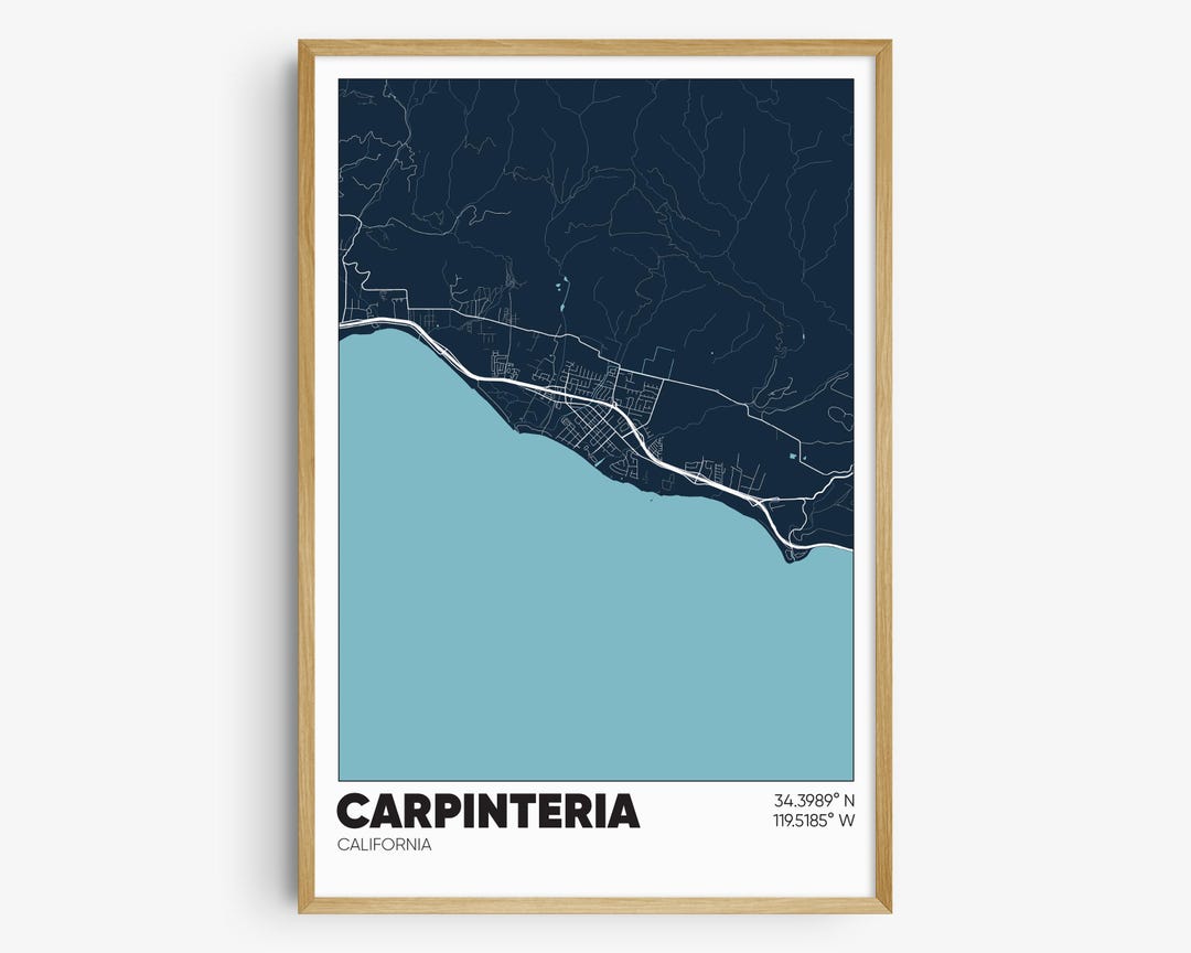 Carpinteria Map Print, California Wall Art, Carpinteria CA Poster - Etsy