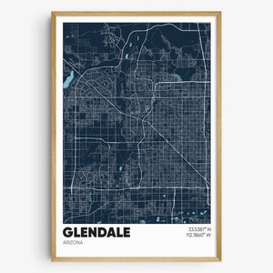 Glendale AZ Map Print, Arizona Wall Art, Glendale AZ Poster