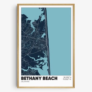Bethany Beach Map Print, Delaware Wall Art, Bethany Beach DE Poster