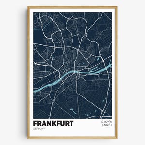 Frankfurt Germany Map Print, Frankfurt Wall Art, Frankfurt Germany Poster
