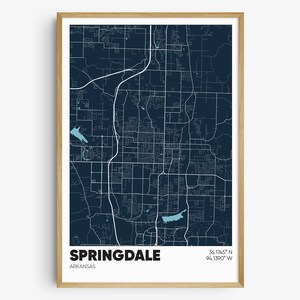 Springdale AR Map Print, Arkansas Wall Art, Springdale AR Poster