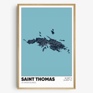 Saint Thomas Map Print, St Thomas Wall Art, US Virgin Islands Poster