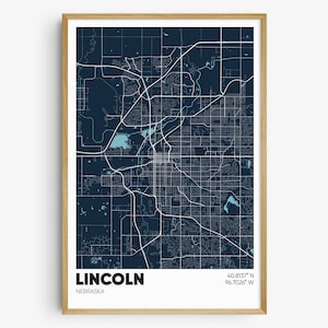 Lincoln NE Map Print, Nebraska Wall Art, Lincoln Poster
