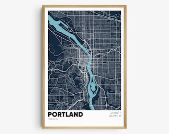 Portland Oregon Map Print, Oregon Wall Art, Portland OR Poster