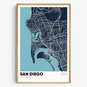 San Diego Map Print, California Wall Art, San Diego CA Poster