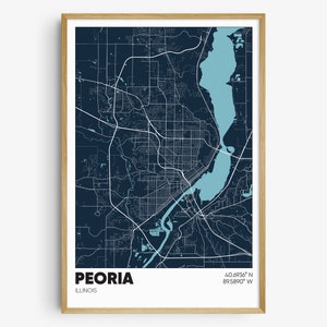 Peoria IL Map Print, Illinois Wall Art, Peoria IL Poster