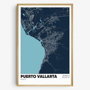 Puerto Vallarta Map Print, Mexico Wall Art, Puerto Vallarta Mexico Poster