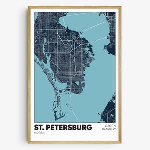 St Petersburg FL Map Print, Florida Wall Art, St Petersburg FL Poster